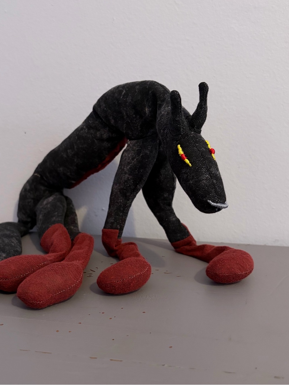 🌋🐺Volcanic WOLF🐺🌋 12” Handmade PLUSH Custom COLLECTIBLE Dog